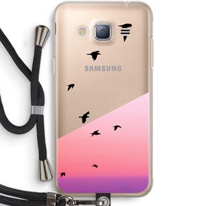 CaseCompany Fly away: Samsung Galaxy J3 (2016) Transparant Hoesje met koord