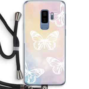 CaseCompany White butterfly: Samsung Galaxy S9 Plus Transparant Hoesje met koord