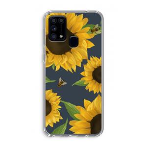 CaseCompany Sunflower and bees: Samsung Galaxy M31 Transparant Hoesje