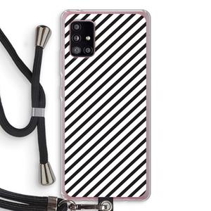 CaseCompany Strepen zwart-wit: Samsung Galaxy A51 5G Transparant Hoesje met koord