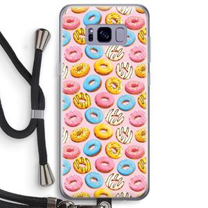 CaseCompany Pink donuts: Samsung Galaxy S8 Plus Transparant Hoesje met koord