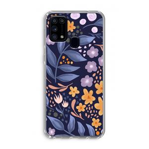 CaseCompany Flowers with blue leaves: Samsung Galaxy M31 Transparant Hoesje