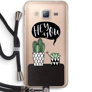 CaseCompany Hey you cactus: Samsung Galaxy J3 (2016) Transparant Hoesje met koord