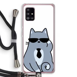 CaseCompany Cool cat: Samsung Galaxy A51 5G Transparant Hoesje met koord
