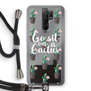 CaseCompany Cactus quote: Xiaomi Redmi 9 Transparant Hoesje met koord