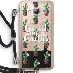CaseCompany Cactus quote: Samsung Galaxy J3 (2016) Transparant Hoesje met koord