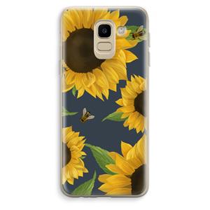 CaseCompany Sunflower and bees: Samsung Galaxy J6 (2018) Transparant Hoesje