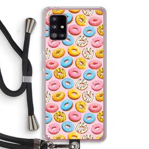 CaseCompany Pink donuts: Samsung Galaxy A51 5G Transparant Hoesje met koord