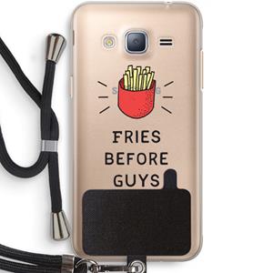 CaseCompany Fries before guys: Samsung Galaxy J3 (2016) Transparant Hoesje met koord