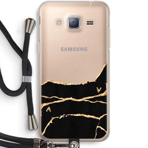 CaseCompany Gouden marmer: Samsung Galaxy J3 (2016) Transparant Hoesje met koord
