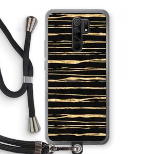 CaseCompany Gouden strepen: Xiaomi Redmi 9 Transparant Hoesje met koord