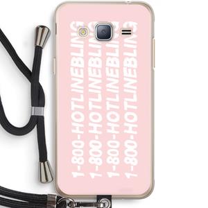 CaseCompany Hotline bling pink: Samsung Galaxy J3 (2016) Transparant Hoesje met koord