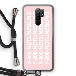 CaseCompany Hotline bling pink: Xiaomi Redmi 9 Transparant Hoesje met koord
