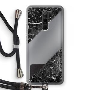 CaseCompany Zwart marmer: Xiaomi Redmi 9 Transparant Hoesje met koord