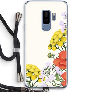 CaseCompany Wilde bloemen: Samsung Galaxy S9 Plus Transparant Hoesje met koord
