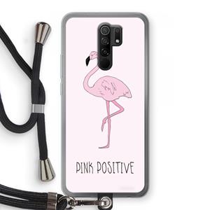 CaseCompany Pink positive: Xiaomi Redmi 9 Transparant Hoesje met koord