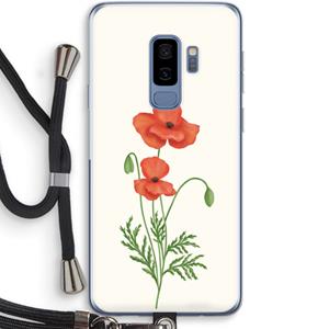 CaseCompany Red poppy: Samsung Galaxy S9 Plus Transparant Hoesje met koord