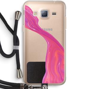 CaseCompany Paarse stroom: Samsung Galaxy J3 (2016) Transparant Hoesje met koord
