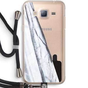 CaseCompany Gestreepte marmer: Samsung Galaxy J3 (2016) Transparant Hoesje met koord