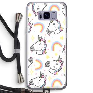 CaseCompany Rainbow Unicorn: Samsung Galaxy S8 Plus Transparant Hoesje met koord