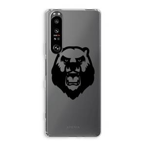 CaseCompany Angry Bear (black): Sony Xperia 1 III Transparant Hoesje