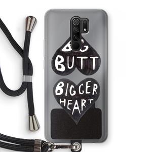 CaseCompany Big butt bigger heart: Xiaomi Redmi 9 Transparant Hoesje met koord