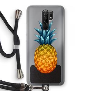 CaseCompany Grote ananas: Xiaomi Redmi 9 Transparant Hoesje met koord