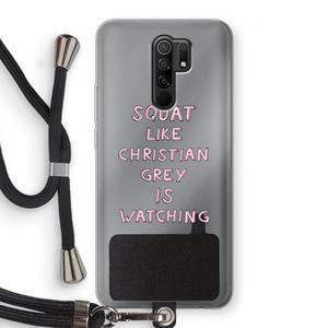 CaseCompany Christian Grey: Xiaomi Redmi 9 Transparant Hoesje met koord