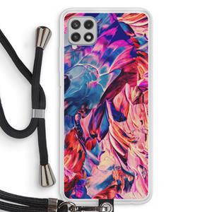 CaseCompany Pink Orchard: Samsung Galaxy A22 4G Transparant Hoesje met koord