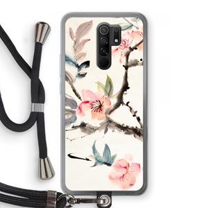 CaseCompany Japanse bloemen: Xiaomi Redmi 9 Transparant Hoesje met koord