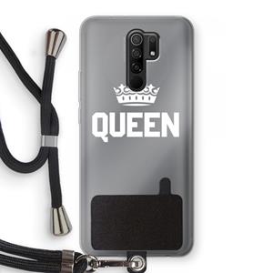 CaseCompany Queen zwart: Xiaomi Redmi 9 Transparant Hoesje met koord