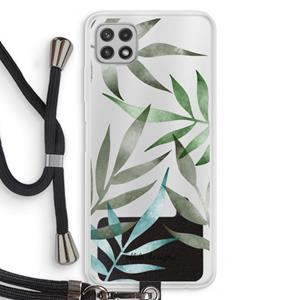 CaseCompany Tropical watercolor leaves: Samsung Galaxy A22 4G Transparant Hoesje met koord