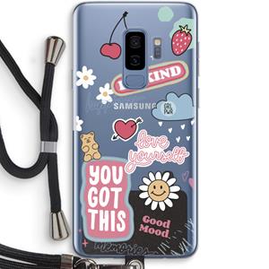 CaseCompany Positivity: Samsung Galaxy S9 Plus Transparant Hoesje met koord