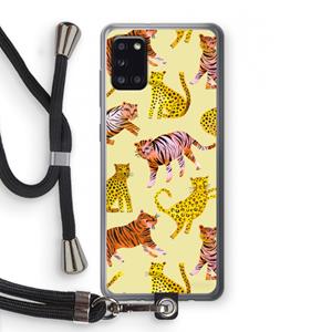 CaseCompany Cute Tigers and Leopards: Samsung Galaxy A31 Transparant Hoesje met koord