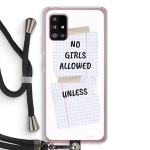 CaseCompany No Girls Allowed Unless: Samsung Galaxy A51 5G Transparant Hoesje met koord