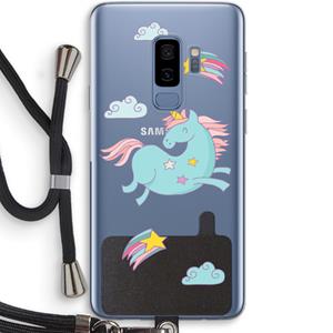 CaseCompany Vliegende eenhoorn: Samsung Galaxy S9 Plus Transparant Hoesje met koord