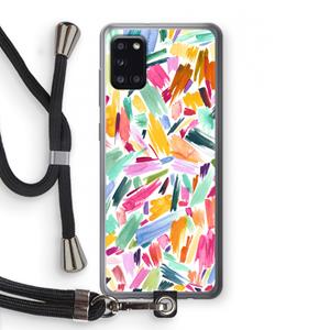 CaseCompany Watercolor Brushstrokes: Samsung Galaxy A31 Transparant Hoesje met koord