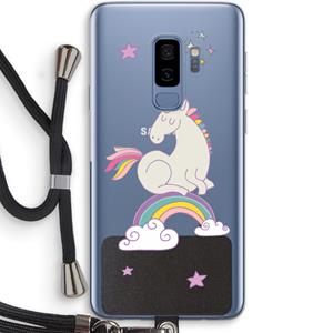 CaseCompany Regenboog eenhoorn: Samsung Galaxy S9 Plus Transparant Hoesje met koord