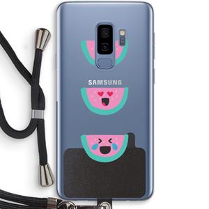 CaseCompany Smiley watermeloen: Samsung Galaxy S9 Plus Transparant Hoesje met koord