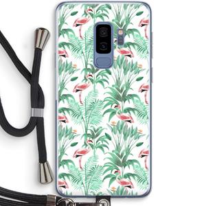 CaseCompany Flamingo bladeren: Samsung Galaxy S9 Plus Transparant Hoesje met koord