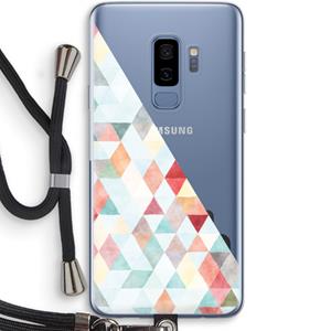 CaseCompany Gekleurde driehoekjes pastel: Samsung Galaxy S9 Plus Transparant Hoesje met koord