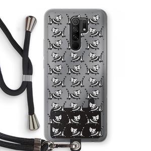 CaseCompany Zwarte poes: Xiaomi Redmi 9 Transparant Hoesje met koord