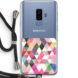 CaseCompany Gekleurde driehoekjes: Samsung Galaxy S9 Plus Transparant Hoesje met koord