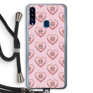 CaseCompany Chicks before dicks: Samsung Galaxy A20s Transparant Hoesje met koord