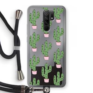 CaseCompany Cactus Lover: Xiaomi Redmi 9 Transparant Hoesje met koord