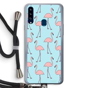 CaseCompany Anything Flamingoes: Samsung Galaxy A20s Transparant Hoesje met koord