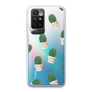 CaseCompany Cactusprint roze: Xiaomi Redmi 10 Transparant Hoesje