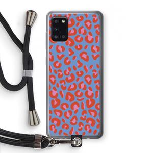 CaseCompany Leopard blue: Samsung Galaxy A31 Transparant Hoesje met koord