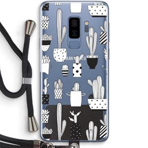 CaseCompany Cactusmotief: Samsung Galaxy S9 Plus Transparant Hoesje met koord