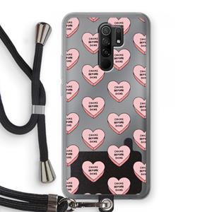 CaseCompany Chicks before dicks: Xiaomi Redmi 9 Transparant Hoesje met koord